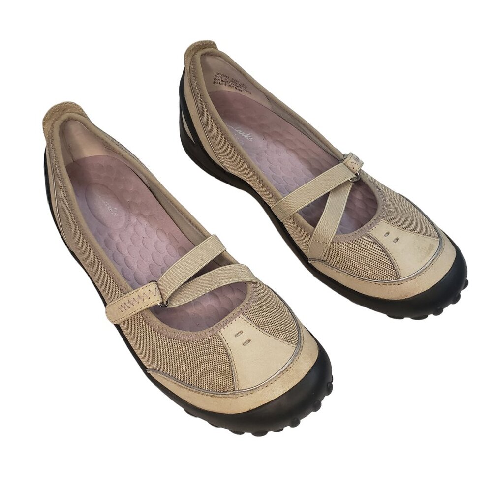 Clark's Pr!vo Leather Mary Jane Shoes Women's Size 9.5 Beige